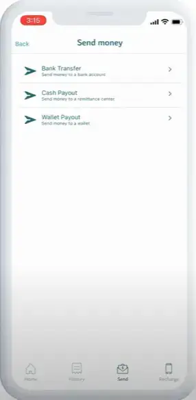 select wallet payout as a transfer method 